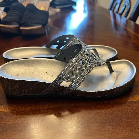 Embellished Silver Wedge Sandals - Picture 4 of 5